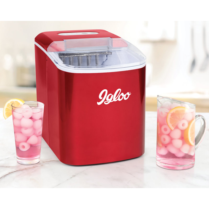 Igloo Retro Automatic Portable Electric Countertop Ice Maker Machine 26 Pounds In 24 Hours With Ice Scoop And Basket Retro Red Reviews Wayfair