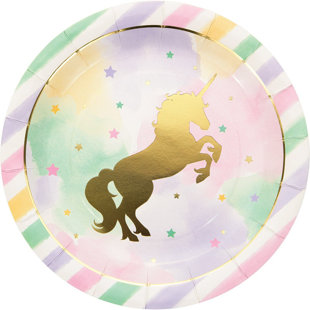 Unicorn Sparkle Paper Disposable Dinner Plate by NA 2019 Online