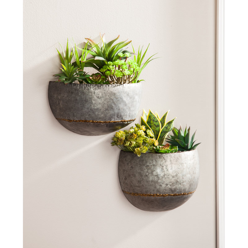 Elena 2Piece Metal Wall Planter Set &amp; Reviews Birch Lane