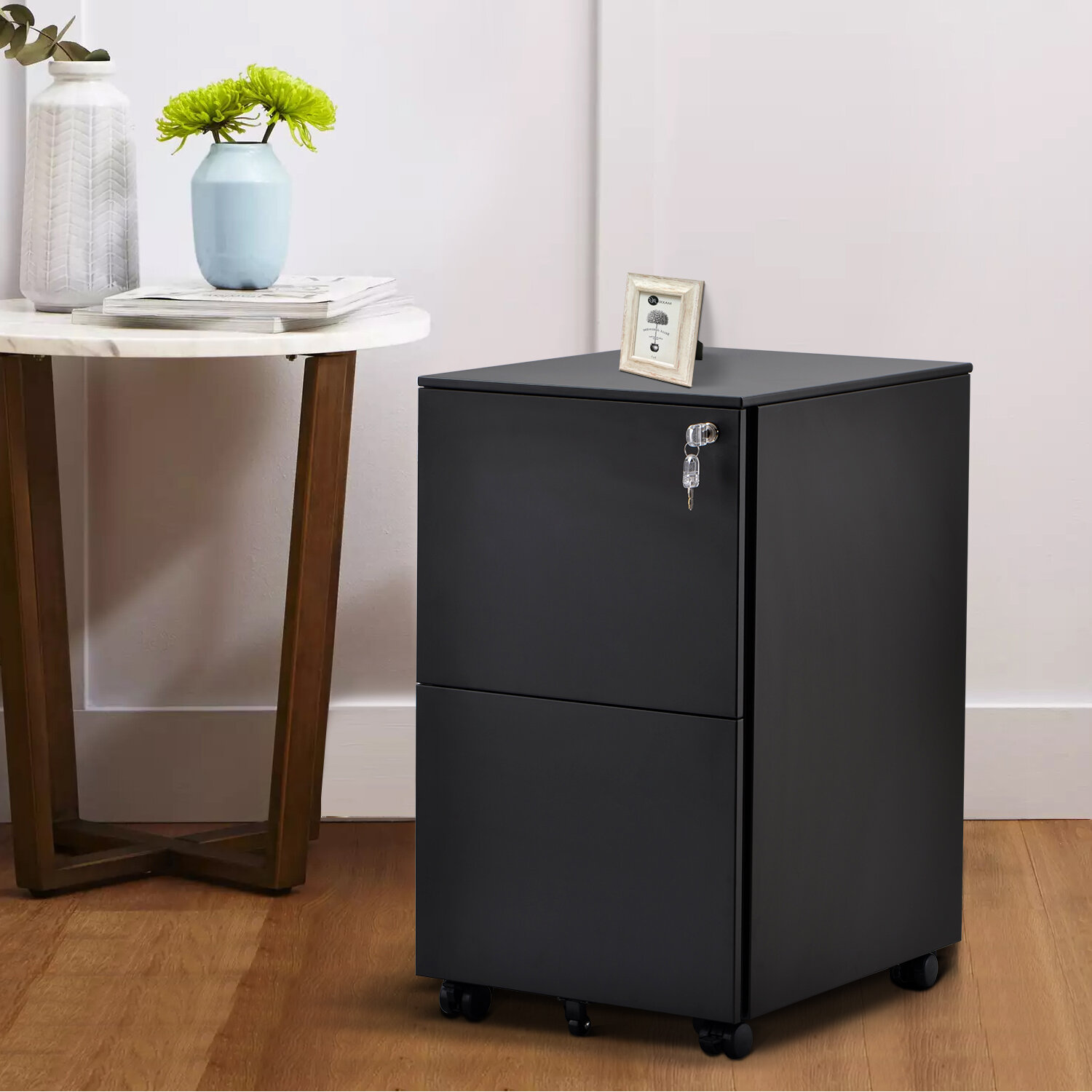 Inbox Zero 2 Drawer Mobile Vertical Filing Cabinet Wayfair