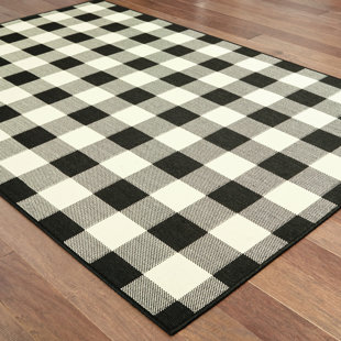 9 X 12 Area Rugs Joss Main Wiest Gingham Check Black Ivory Indoor Outdoor Area Rug 213 99 699 00 215