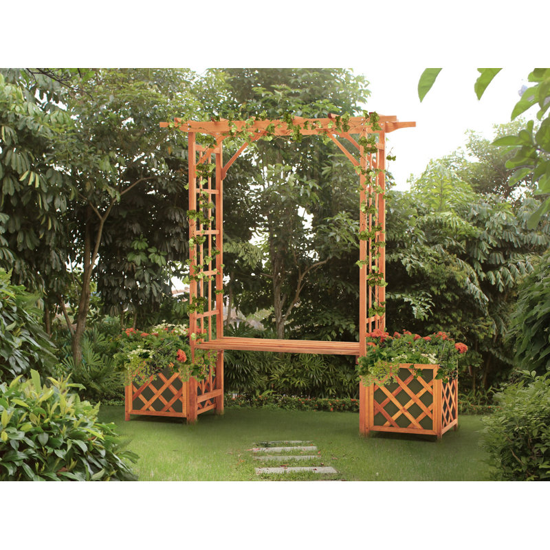 Sunjoy Trellis Arch Wood Arbor With Bench And Planter Reviews