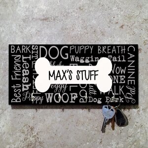 Personalized Bone Dog Word Collage Key Hooks