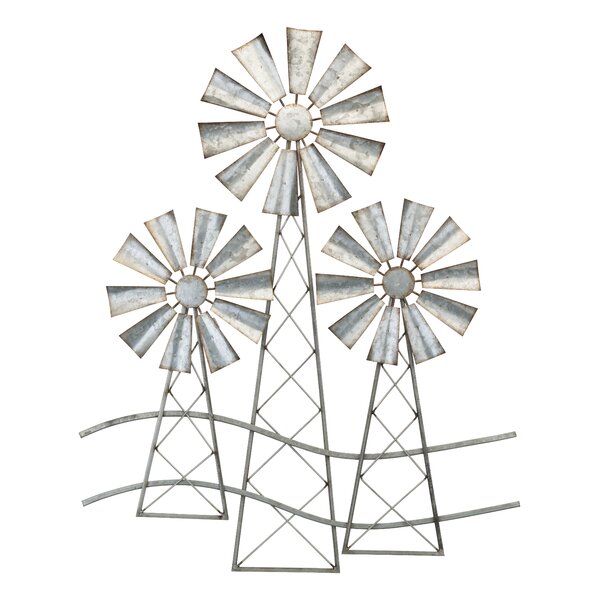 Red White and Blue Stars and Stripes Metal Windmill Wall Hanging 21 Inch 