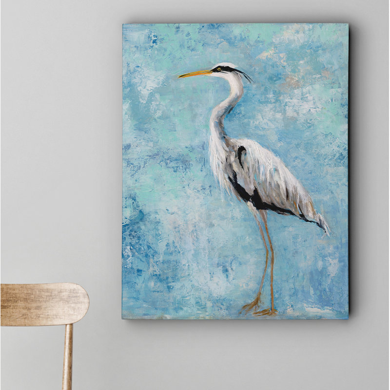 Highland Dunes Hazy Morning Heron Ii Watercolor Painting Print