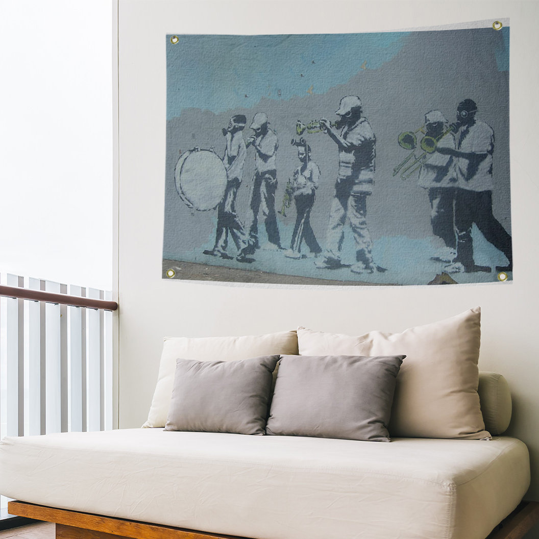 East Urban Home Polyester Musicians Gas Mask Marching Band Tapestry Wayfair
