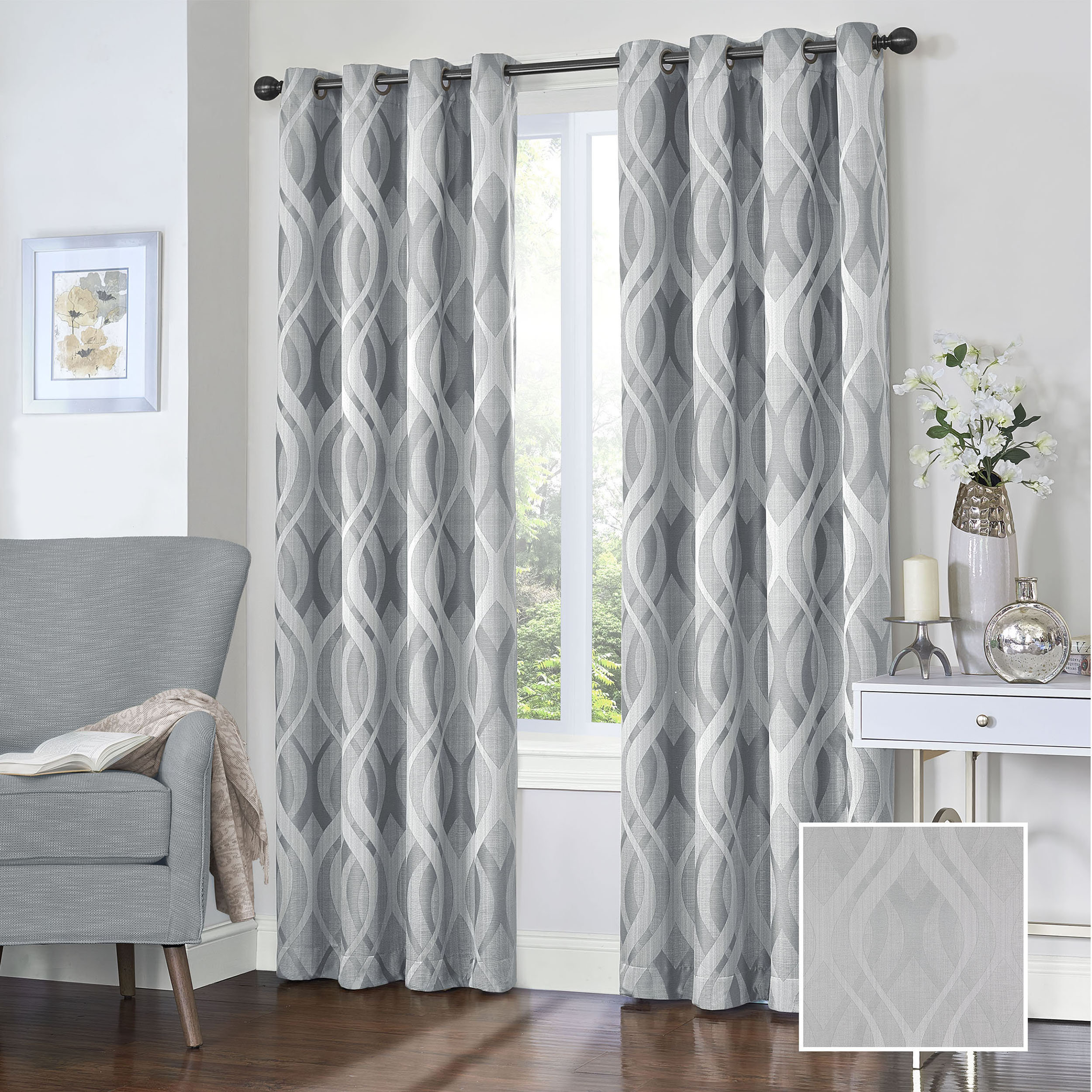 Winston Porter Rumsey Geometric Blackout Thermal Grommet 1