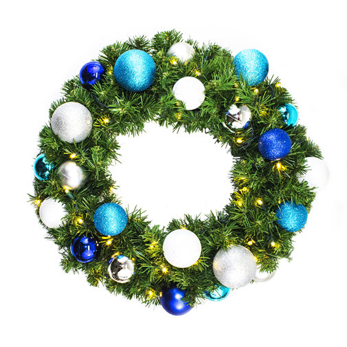 Queens of Christmas Sequoia Wreath Decorated Lighted ...