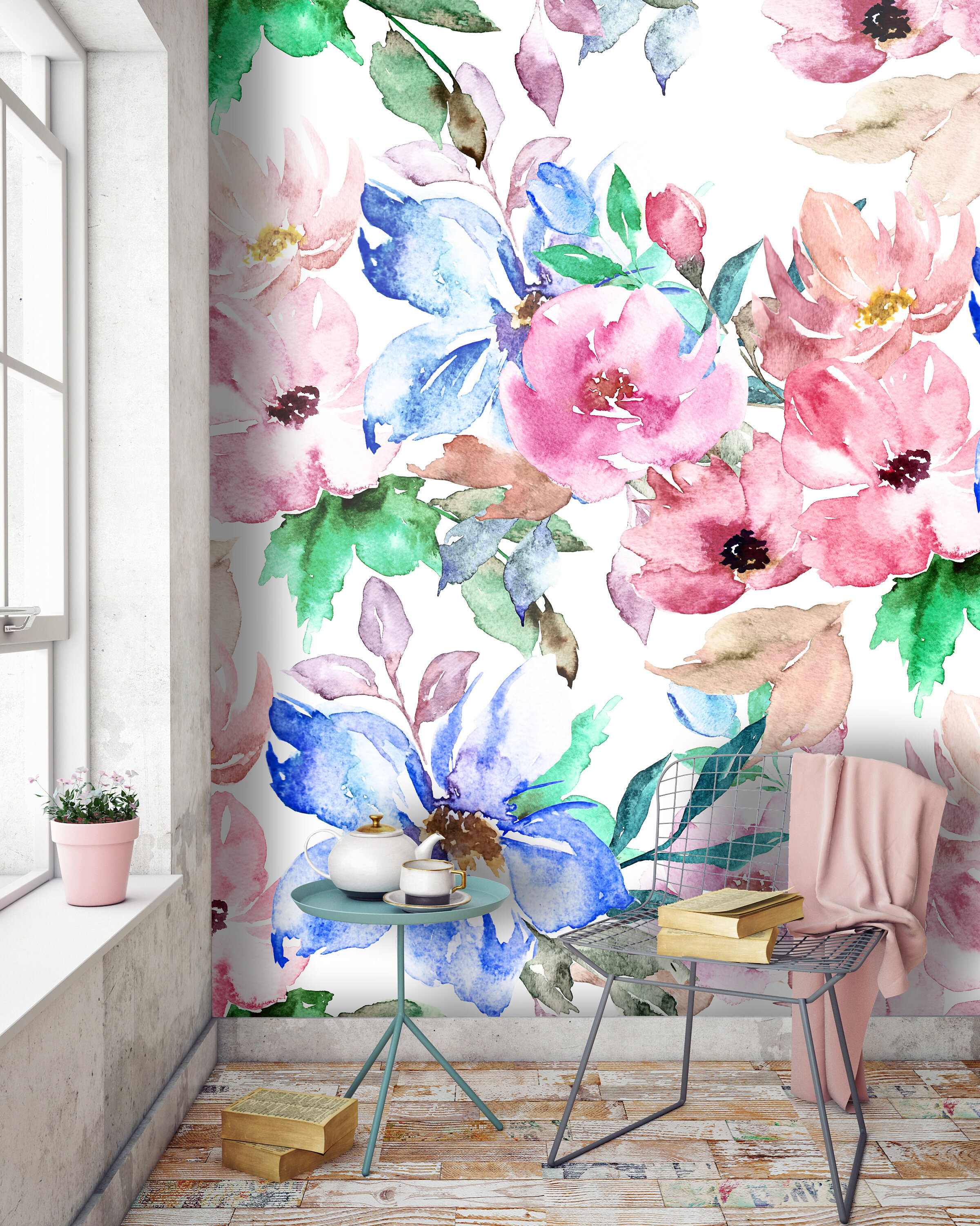 UniQstiQ Peel & Stick Floral Wallpaper | Wayfair