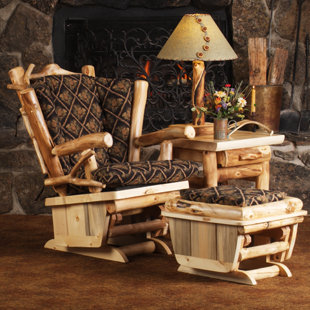Go to store & view more images Mountain Woods Furniture Aspen Heirloom Twig Art Glider and Ottoman
