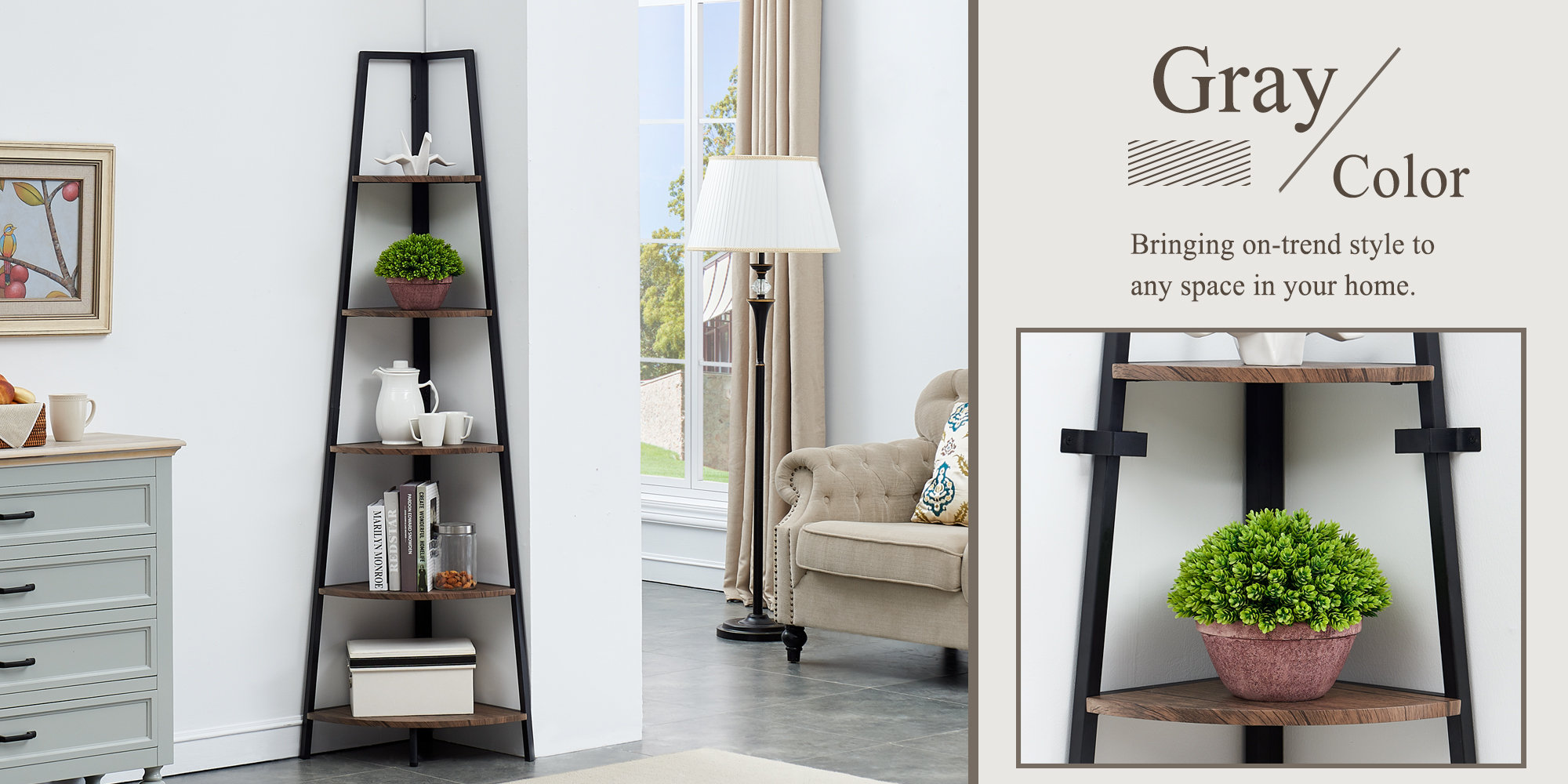 Union Rustic Mel 72'' H x 17'' W Iron Corner Bookcase & Reviews