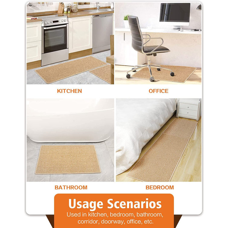 Kitchen Rugs And Mats Washable [2 PCS] Non-Skid Natural Rubber Kitchen Mats  For Floor Runner Rugs Set For Kitchen, Door Mats, Sink Front, Laundry Room