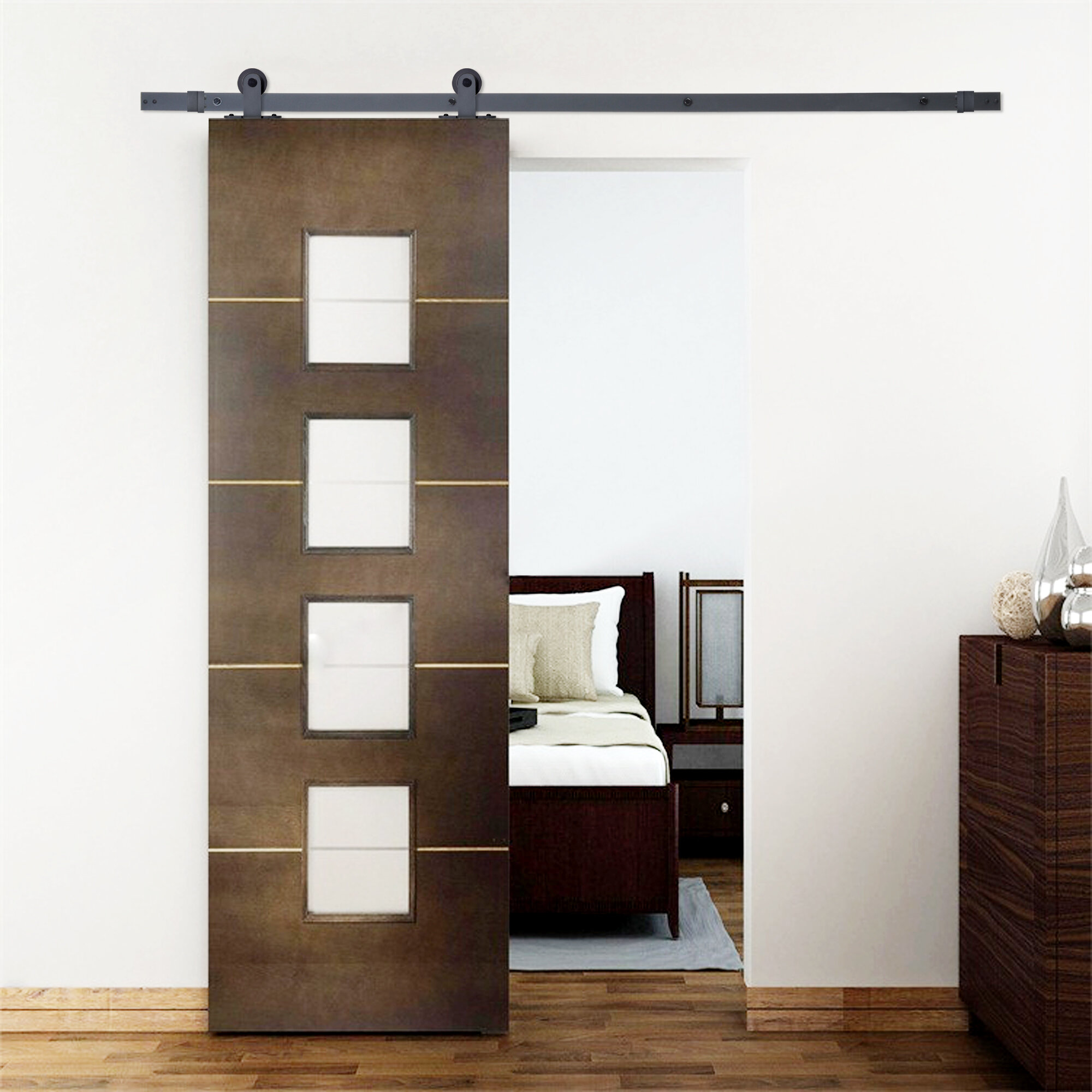 Calhome Top Mount Style Sliding Standard Single Track Barn Door ...