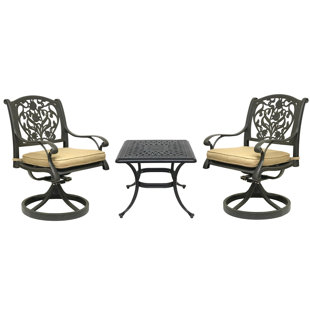 Go to store & view more images Champlost 3 Piece Bistro Set with Sunbrella Cushions by Fleur De Lis Living