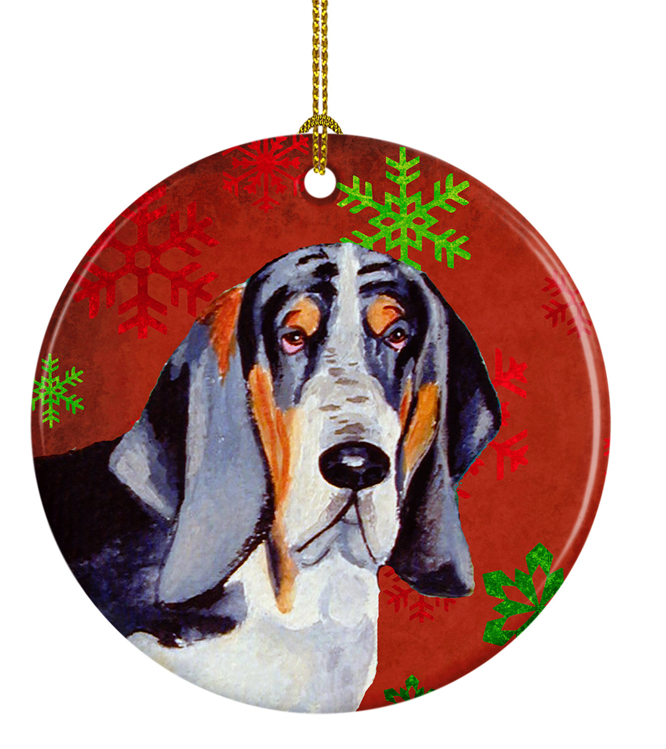 The Holiday Aisle Basset Hound Snowflake Holiday Christmas Ceramic Hanging Figurine Ornament Wayfair