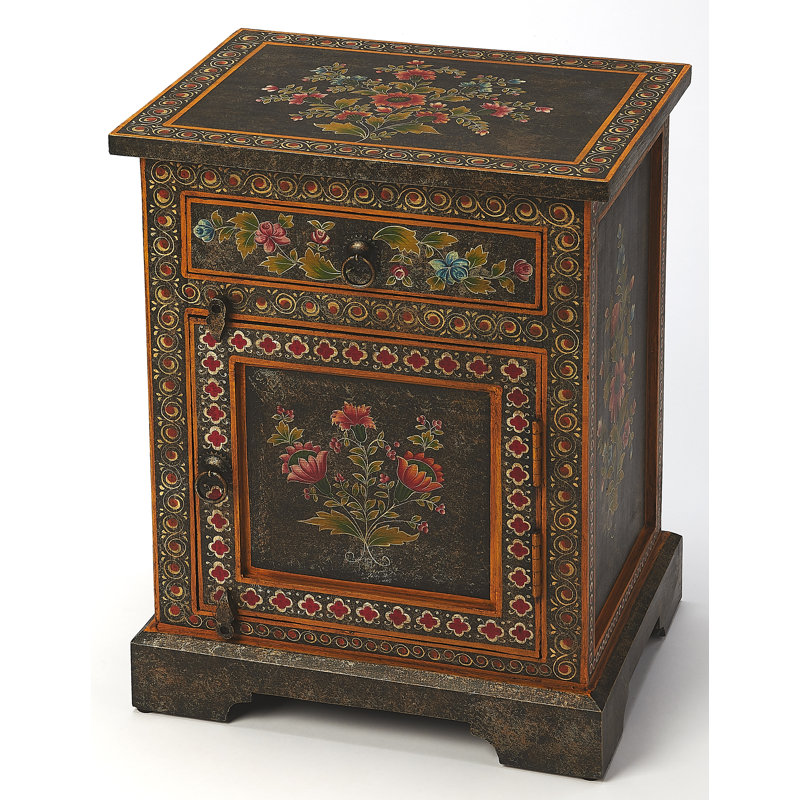Bloomsbury Market Geroskipou Hand Painted 1 Door Accent Cabinet