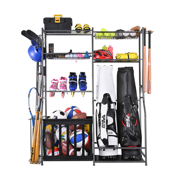Garage Space Wall Storage 7 Ball Capacity Steel Shelf Mounted Sports Rack for sale online 