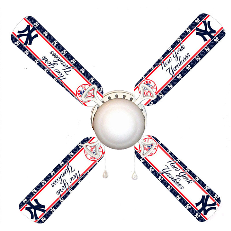 888 Cool Fans 42 4 Blade Flush Mount Ceiling Fan With Pull Chain And Light Kit Included Wayfair