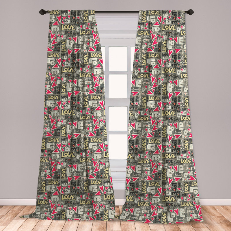 East Urban Home Ambesonne Love Curtains Retro Colors Graffiti