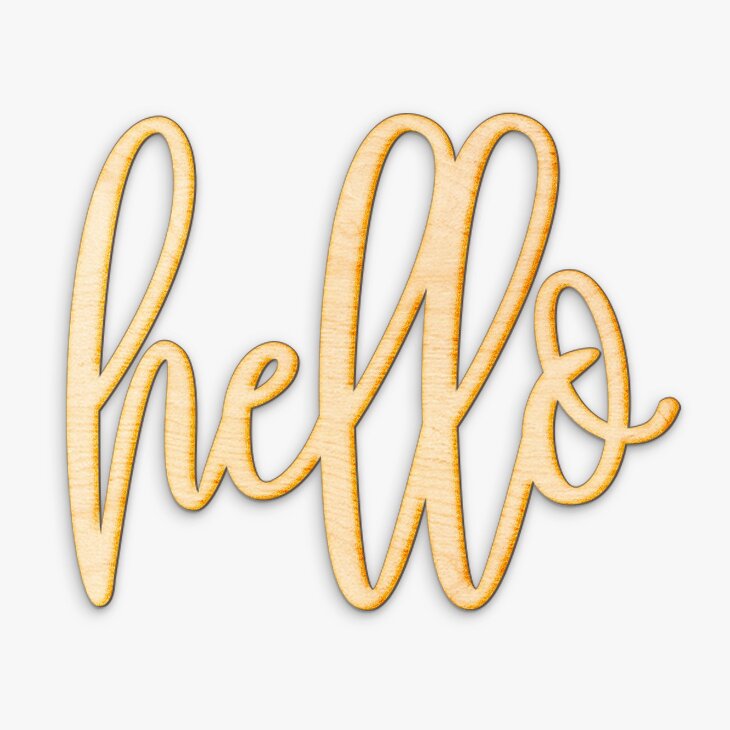 Hello Wood Sign Home Décor Wall Art Painted Gold 8 x3