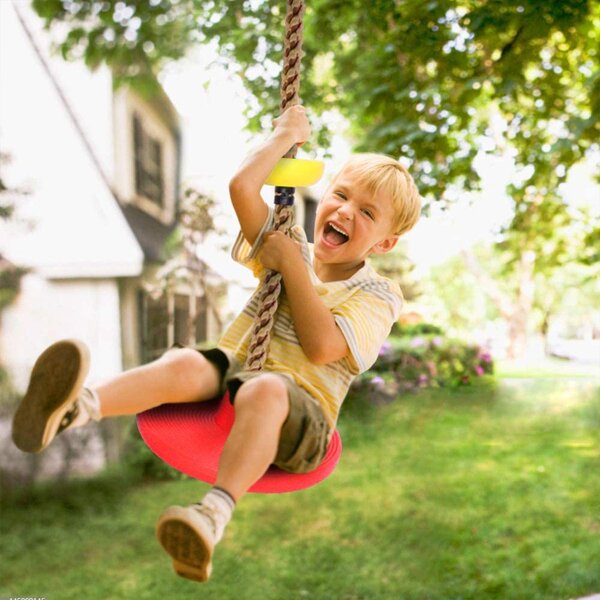 Playground Swing Set Accessories Backyard Outdoor Playhouse Toys Climbing Rope Tree Swing with Platforms and Disc Swing Seat for Kids Bonus Carabiner & Hanging Strap 