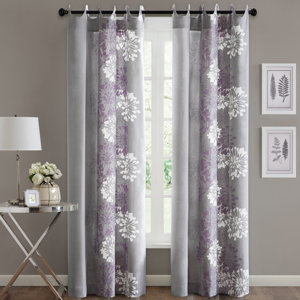 Levi Nature/Floral Semi-Sheer Grommet Single Curtain Panel
