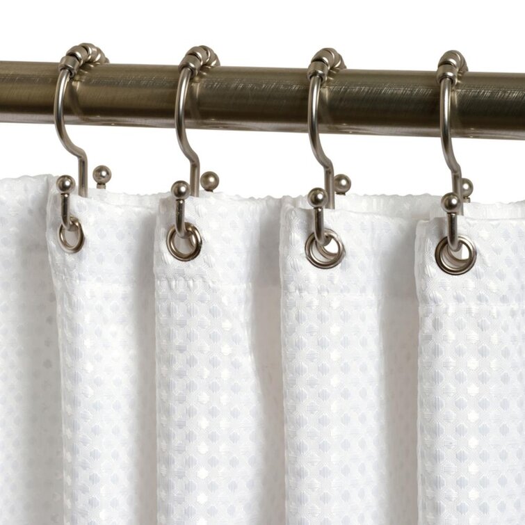 Set of 12 Stainless Steel Shower Curtain Hooks/Rings Curved With Roller Ball 