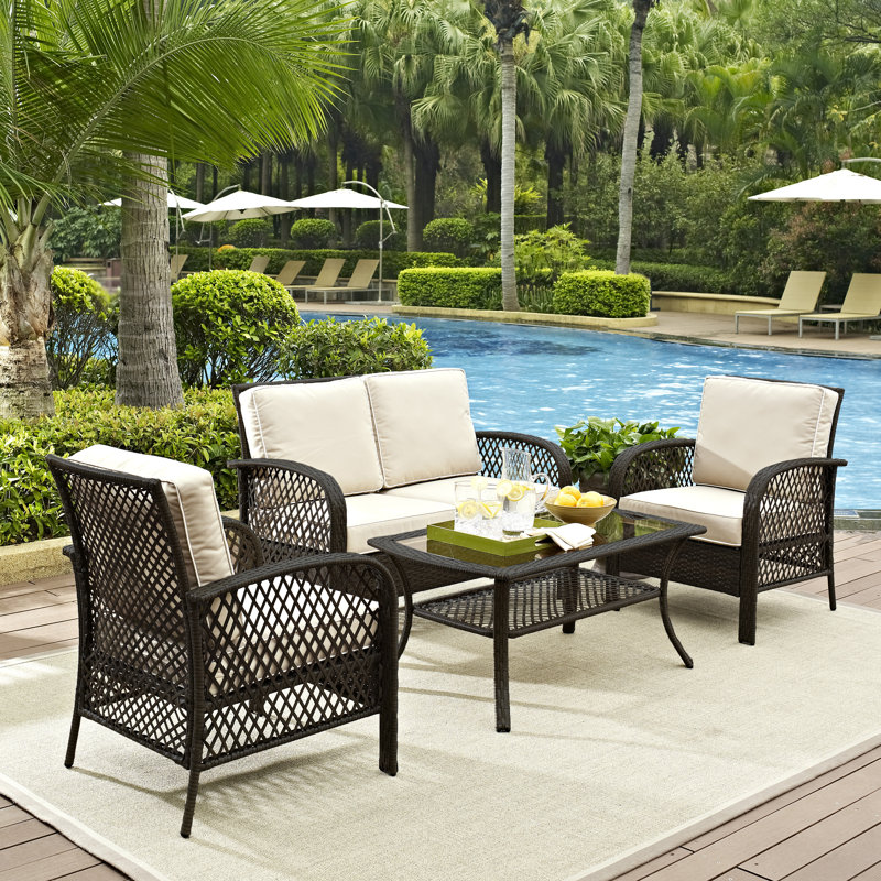 Stella 4 Piece Rattan Sofa Seating Group with Cushions ...
