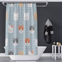 Funny Cat Theme Waterproof Fabric Home Decor Shower Curtain Liner Bathroom Mat 