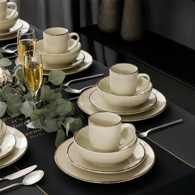 Navia 32 Piece Dinnerware Set, Service for 8 Color: Beige