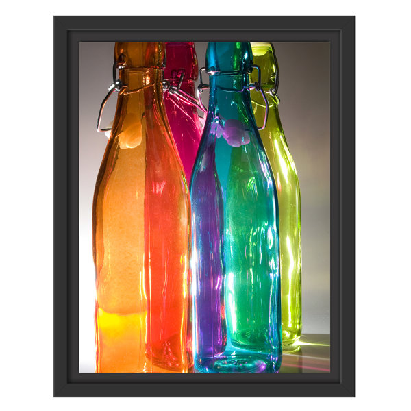 East Urban Home Gerahmtes Wandbild bunte Glasflaschen | Wayfair.de