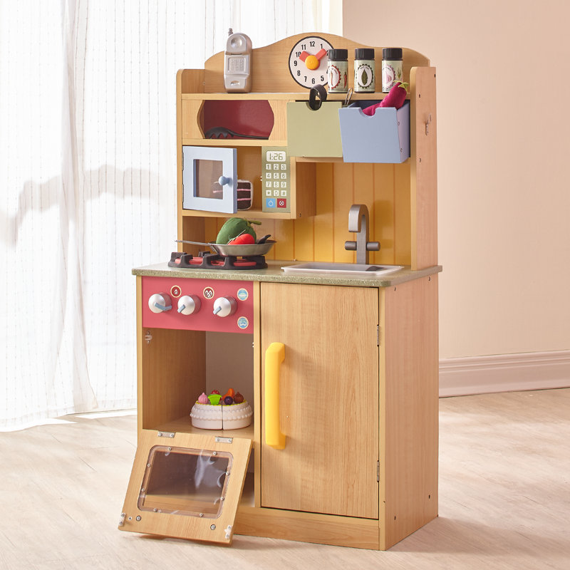 Teamson Kids 5 Piece Little Chef Wooden Play Kitchen Set With 5 Piece Little Chef Wooden Play Kitchen Set With Accessories