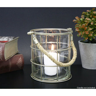 Bougie Support terrarium style métal et verre Lanterne hexagonale votive Holder