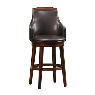 Putnam Wood/Leather 29" Swivel Bar Stool (Set of 2) by