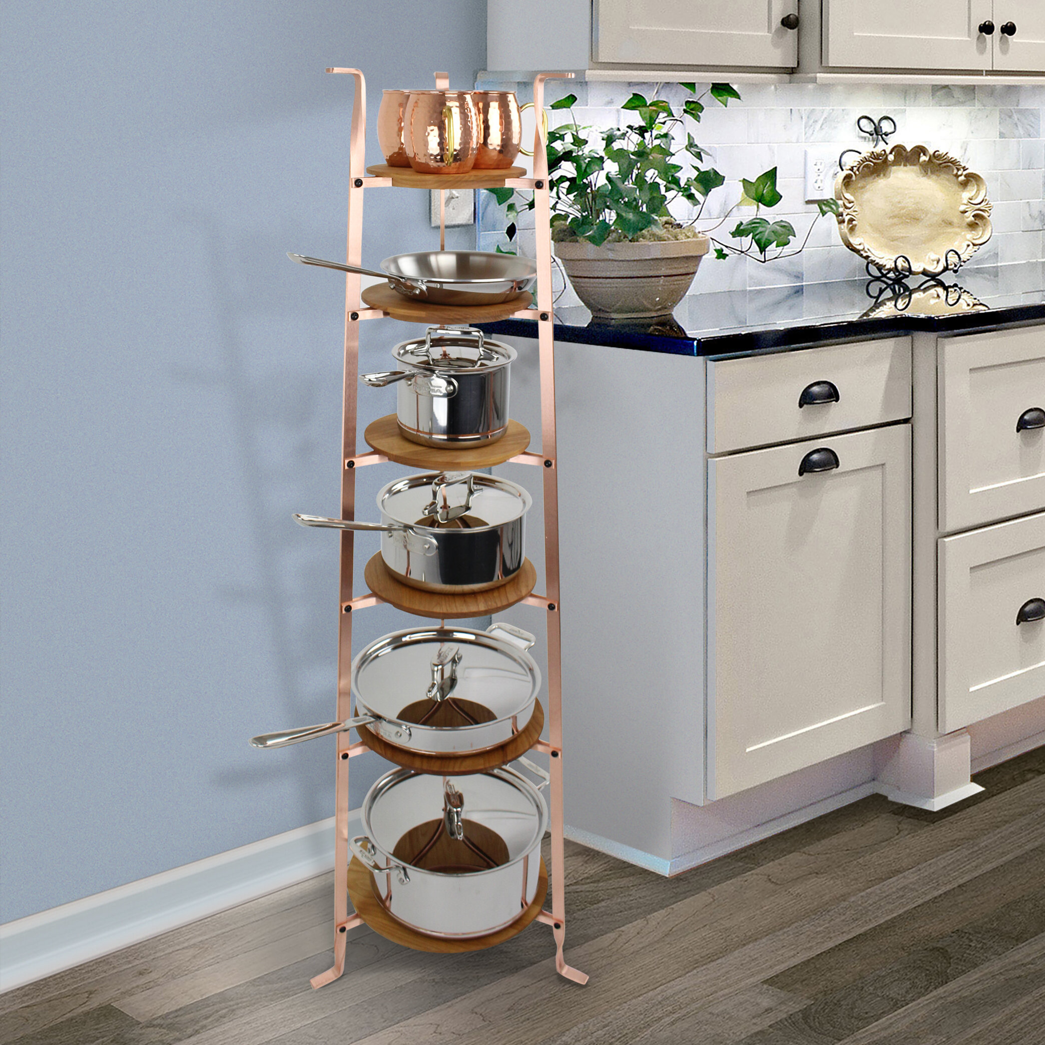 Cookware Stand Free Standing Pot Rack Kitchen Storage Organizer Display 8-Tier