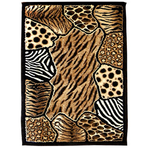 Skinz 74 Mixed Brown Animal Skin Prints Patchwork Area Rug