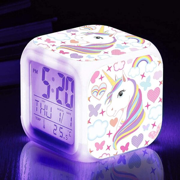 Ravel Alarm Clock Pink Unicorn Girl's Time Teaching Teacher Quite Snooze Silent 