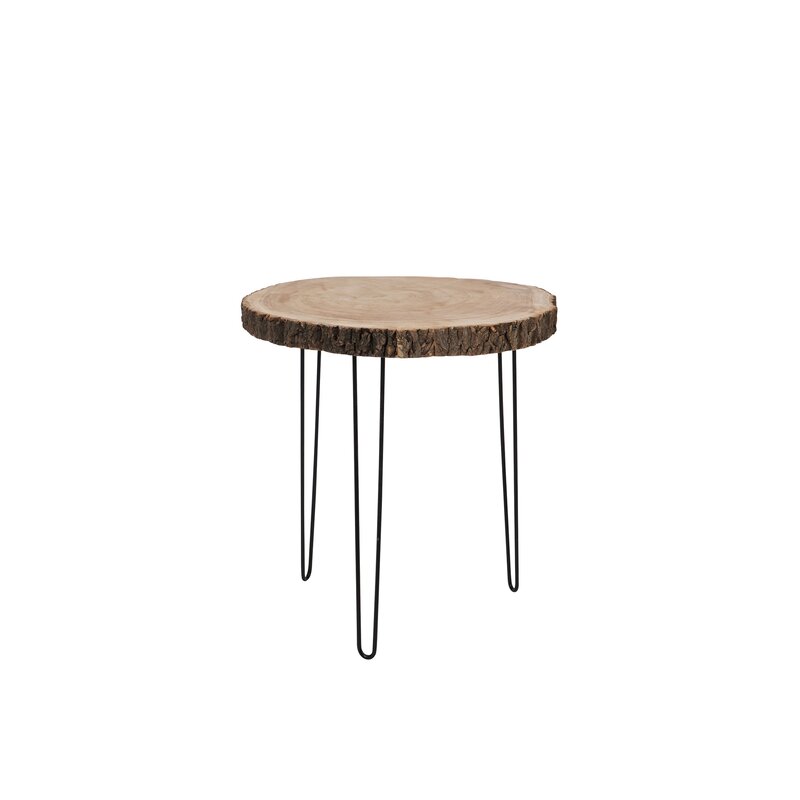 Union Rustic Drubin Paulownia Metal Side Table Wayfair Co Uk