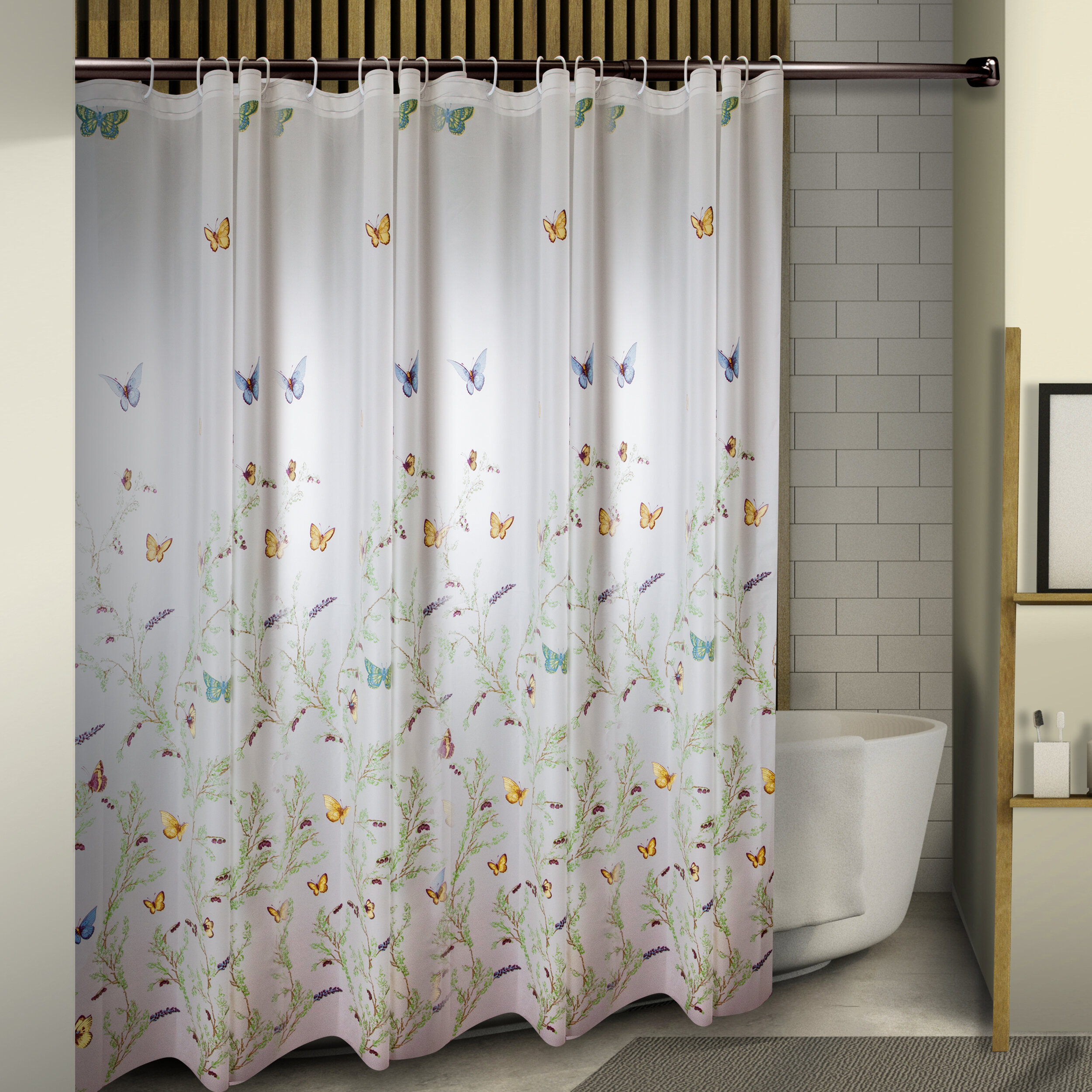 Butterfly Fabric Shower Curtain Butterflies Multi-Color 70x72 Bathroom Tub 