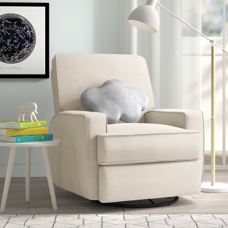 Abingdon Upholstered Swivel Reclining Glider Upholstery Color: White Linen