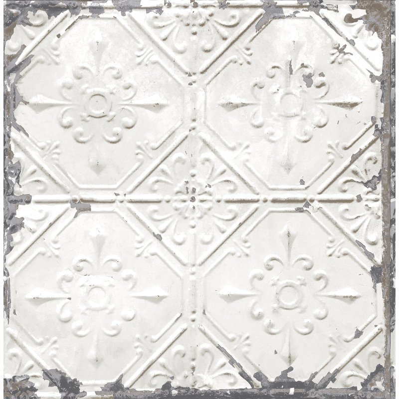 Truro Tin Ceiling Distressed 33 X 20 5 Geometric Tile Wallpaper