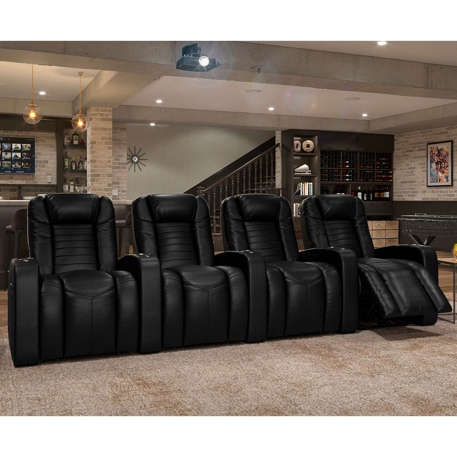Orren Ellis Oasis 129'' Wide Heated Massage Home Theater Seating with