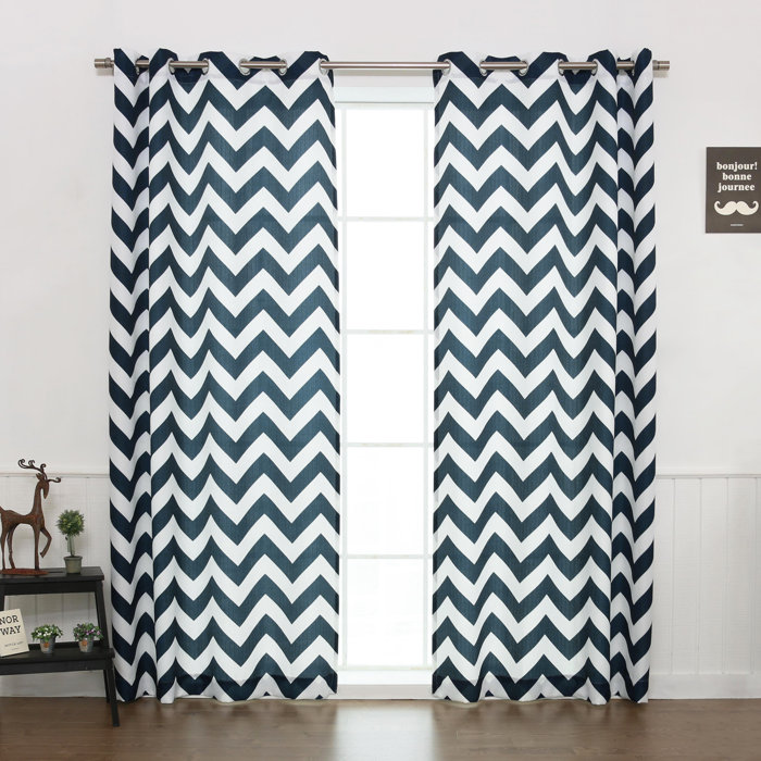 Latitude Run Dutta Chevron Sheer Grommet Curtain Panels Reviews
