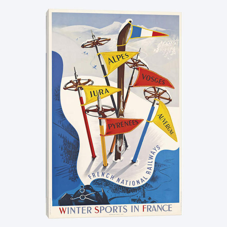 East Urban Home Winter Sports In France French National Railways Graphic Art Print On Canvas Wayfair