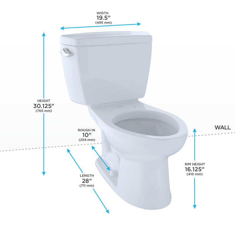 Toto Eco Drake Two Piece Elongated 1 28 Gpf Universal Height Toilet For 10 Inch Rough In With Toilet Seat Wayfair