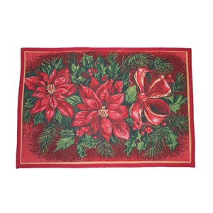 Seasonal Poinsettia Design Red Novelty Rug