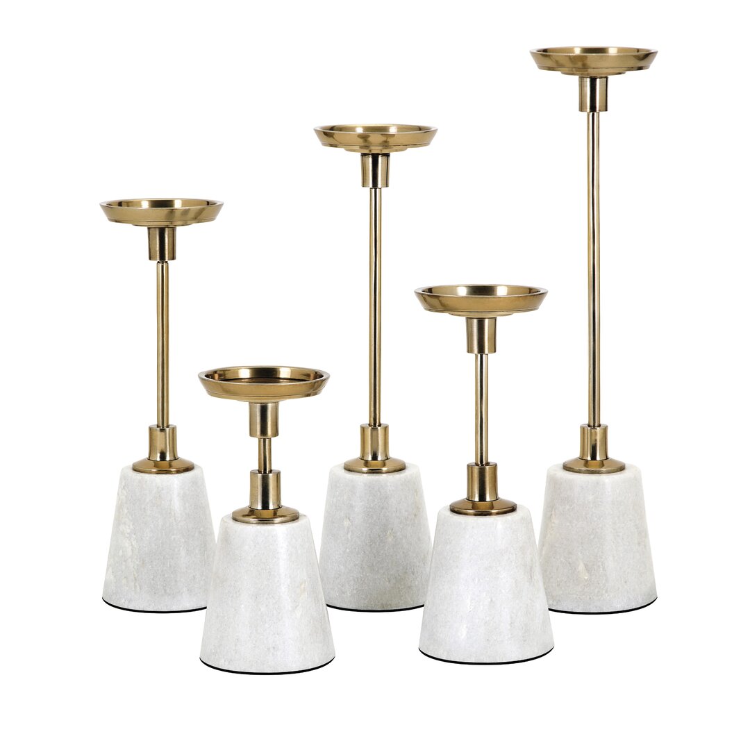 Online Designer Combined Living/Dining Darha 5 Piece Stone/Aluminum Candlestick Set
