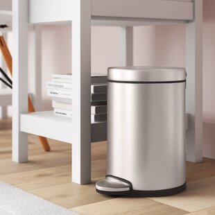 Stainless Steel Step Trash Can Waste Basket Bathroom Garbage Can Bin for Kitchen Bedroom Office Blue Foot Pedal Garbage Can Large 12 L/3.1 Gal Square Trash Can with Soft Close Lid 