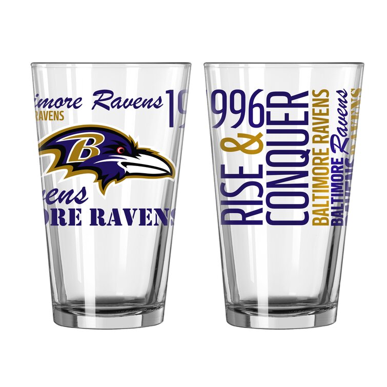 Baltimore Ravens 16-Ounce Pint Glass with Embossed Logo 