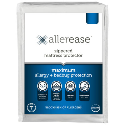 Maximum Allergy Hypoallergenic and Waterproof Zippered Mattress Protector AllerEase Size: Queen